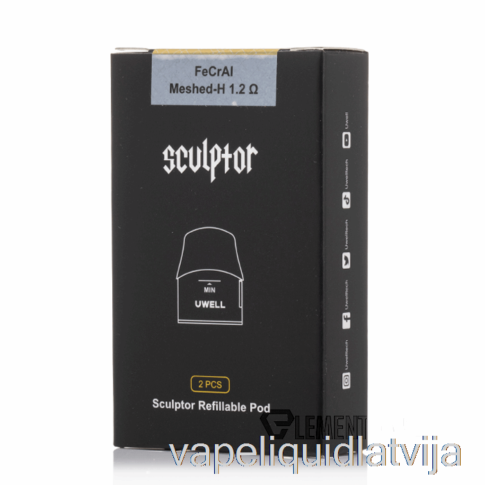 Uwell Sculptor Maiņas Pods 1,6 Ml Atkārtoti Uzpildāmi Pods Vape šķidrums